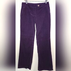 Ann Taylor Factory Pant Women's Size 4 Deep Purple Corduroy Wide‎ Leg Mid Rise